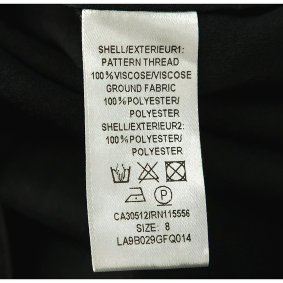 Ports 1961 Size 8 Black Floral Print Sheer Mesh Tie Mock Neck Long Sleeve Top - Picture 5 of 6